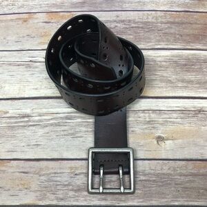 LEATHER Belt | Dark Brown Brush Silver Small